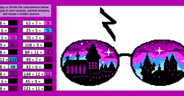 Hogwarts/HP Multiplication and Division up to 12 Pixel Art